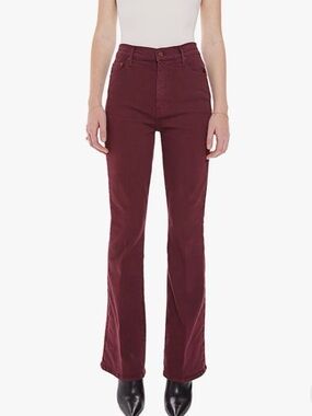 MOTHER High Waisted Weekender Skimp Jeans in Play Date Burgundy Size  26